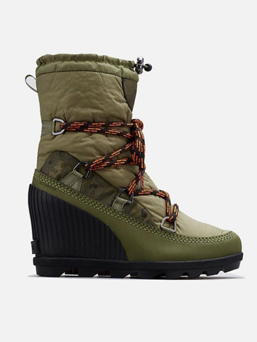 Sorel Kinetic Wedge Boot Waterproof Olive Green Lace-Up Winter Boot 6.5